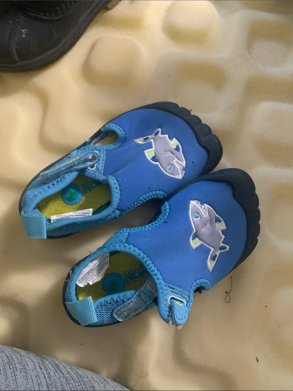 Kids Blue Shark Water Shoes with Easy Hook-and-Loop Strap